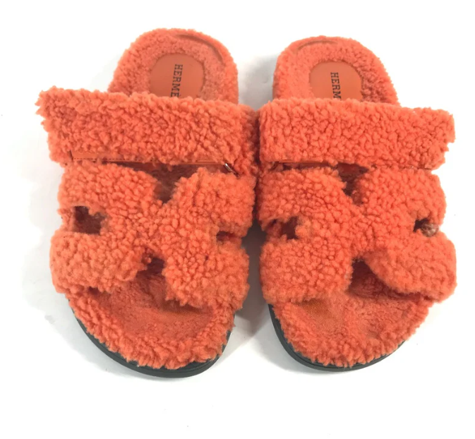 HERMES SHEEPSKIN SLIDES