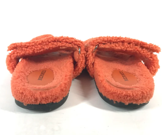 HERMES SHEEPSKIN SLIDES
